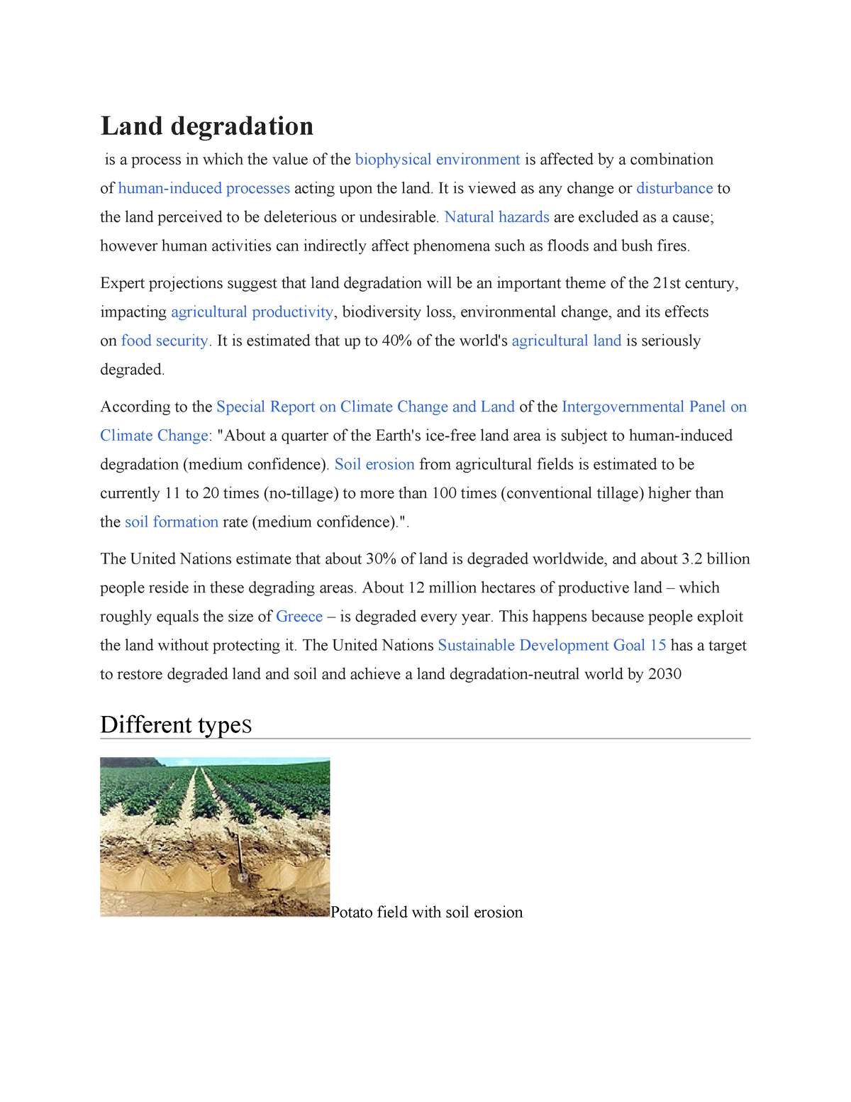 Land degradation - GOOD - Land degradation is a process in which the ...