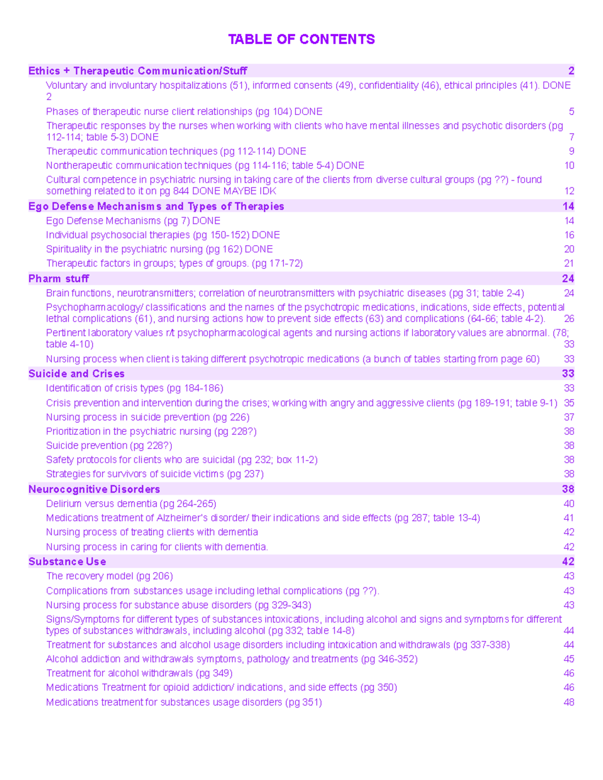 Exam 1 Huge Review psych - TABLE OF CONTENTS Ethics + Therapeutic ...