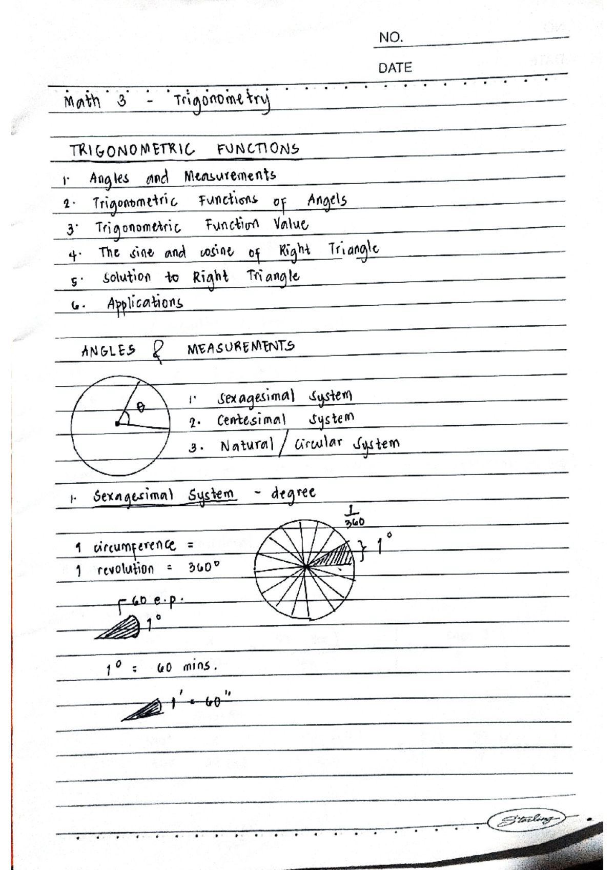 Trigonometry - Through this notes it help you to understand. - NO. DATE ...