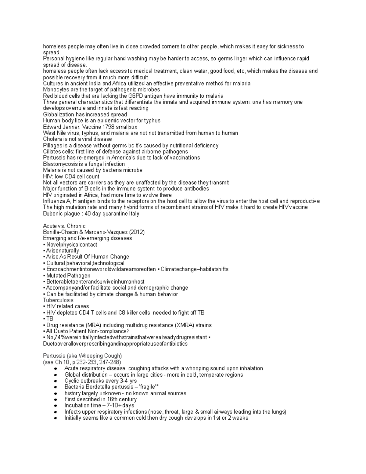 Exam notes bio - homeless people may often live in close crowded ...