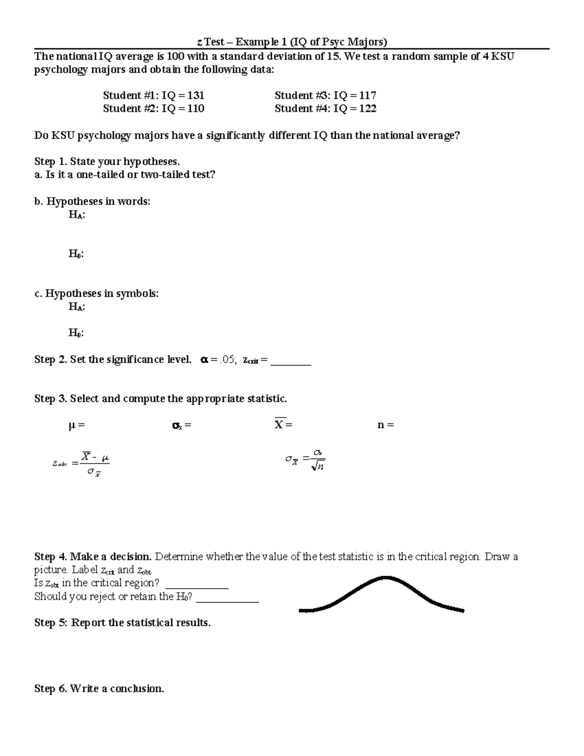 Z+test+-+example+1+-+IQ+Psyc - z Test – Example 1 (IQ of Psyc Majors ...