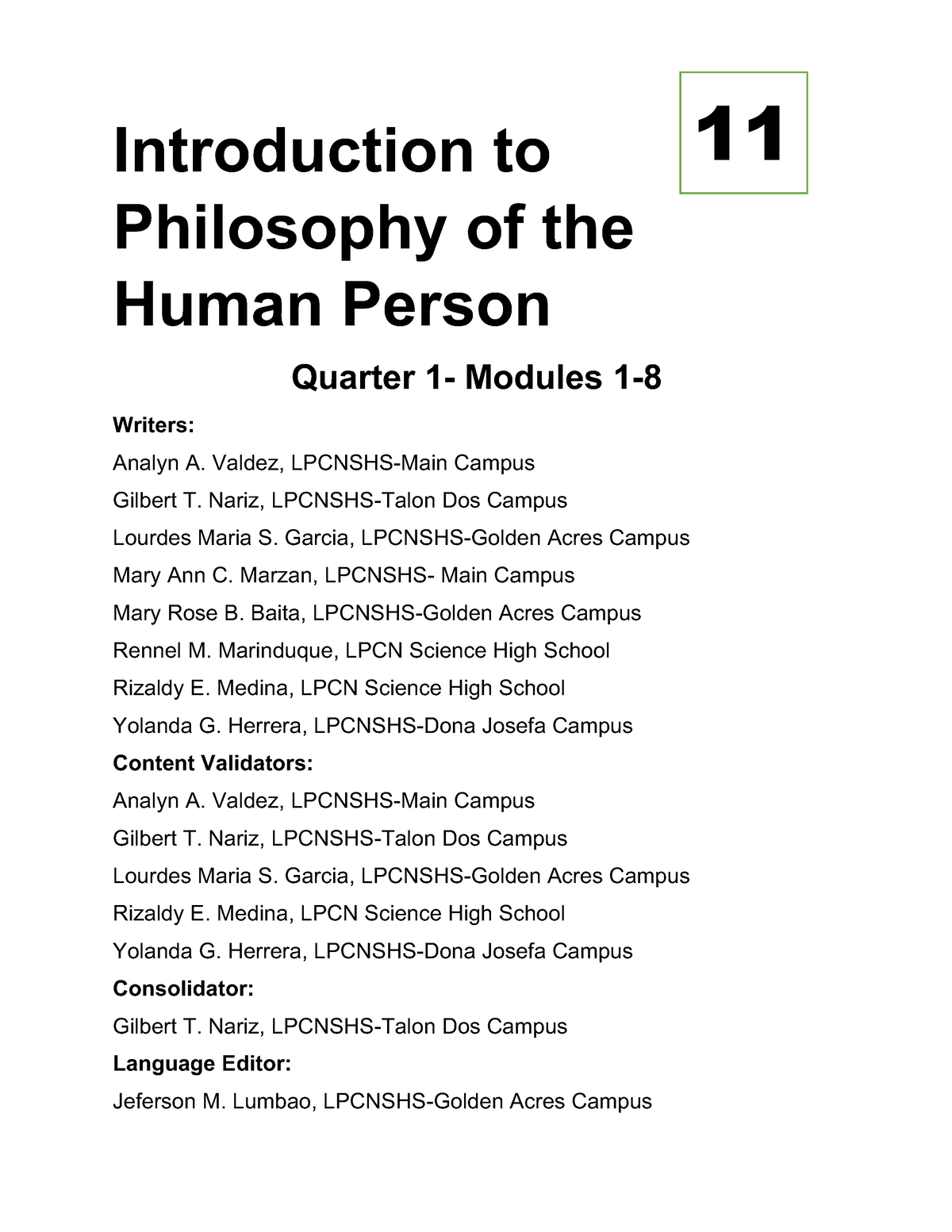 S1q1 Philosophy Adm Module Introduction To Philosophy Of The Human Person Quarter 1 Modules 8431