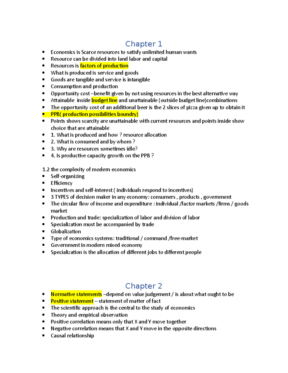 Chapter 1-6 Economics Study Notes - Studocu