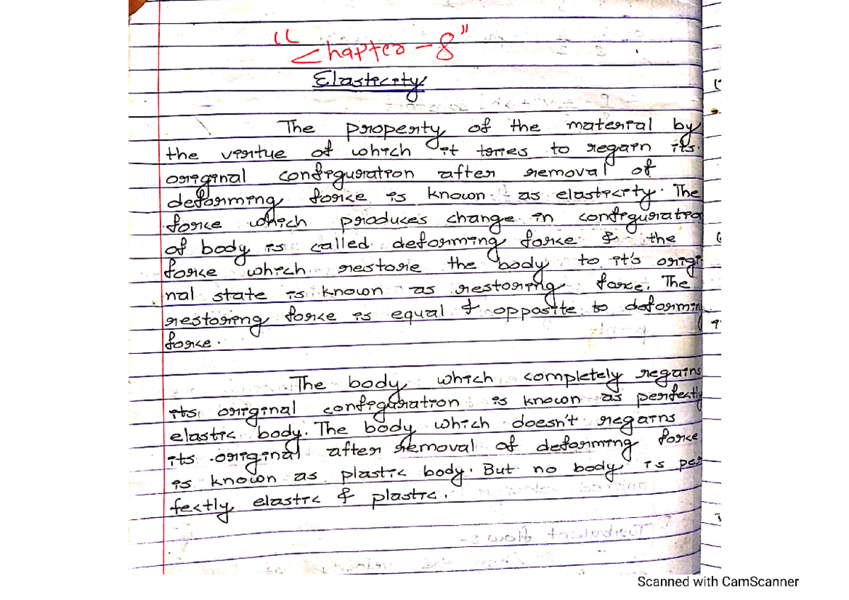 Mechanics Elasticity HAND WRITTEN NOTES pdf - Civil Engineering - Studocu