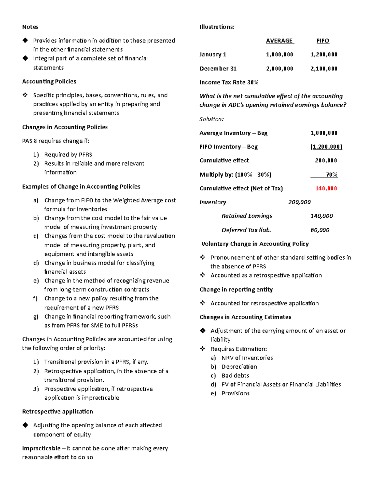 Intermediate Accounting - Notes Provides information in addition to ...