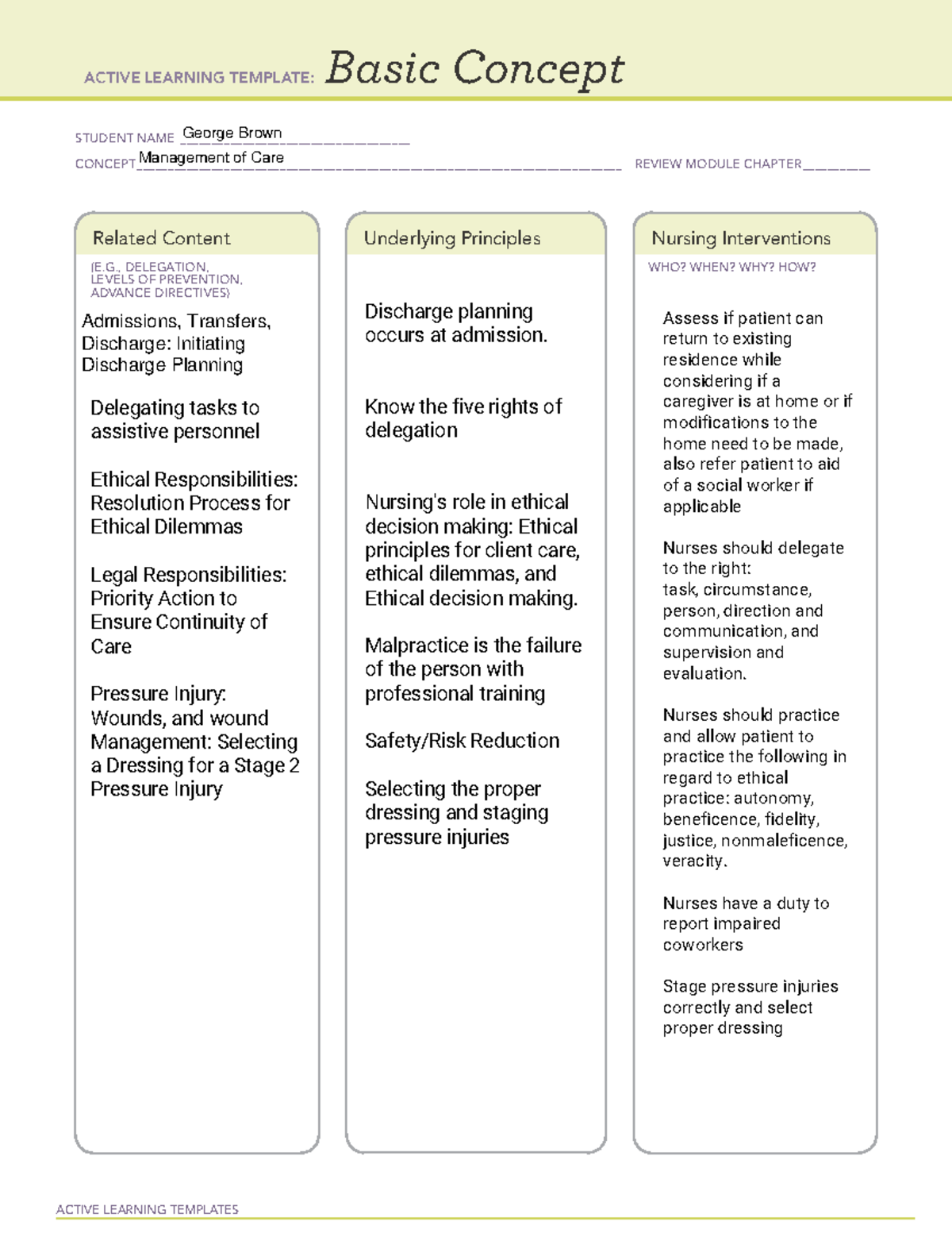 ATI Remediation packet-basic concept map(2) Management of care - ACTIVE ...