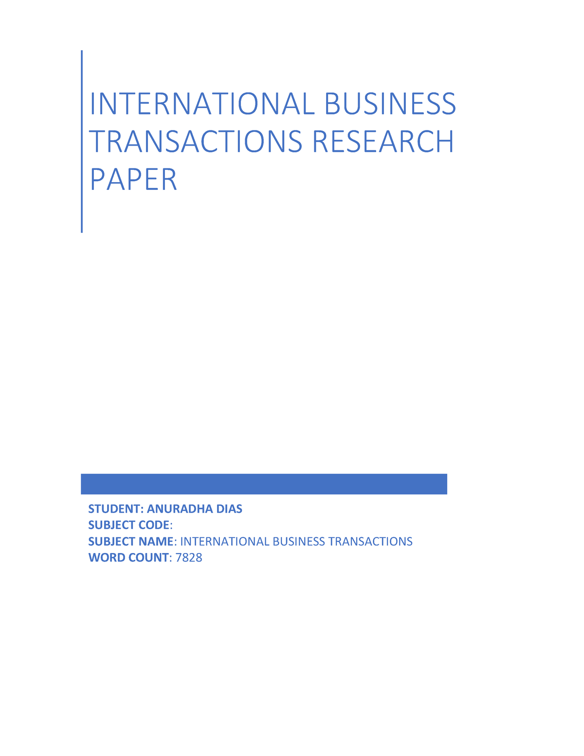 research papers international business