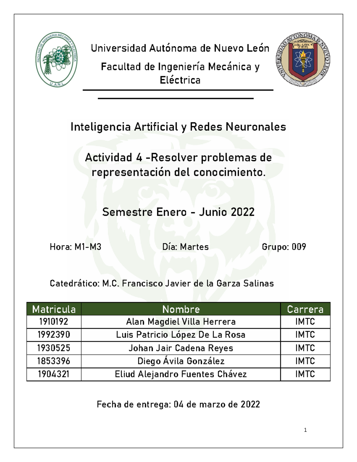 Actividad 4 1 Universidad AutÛnoma De Nuevo LeÛn Facultad De IngenierÌa Mec·nica Y ElÈctrica 1558