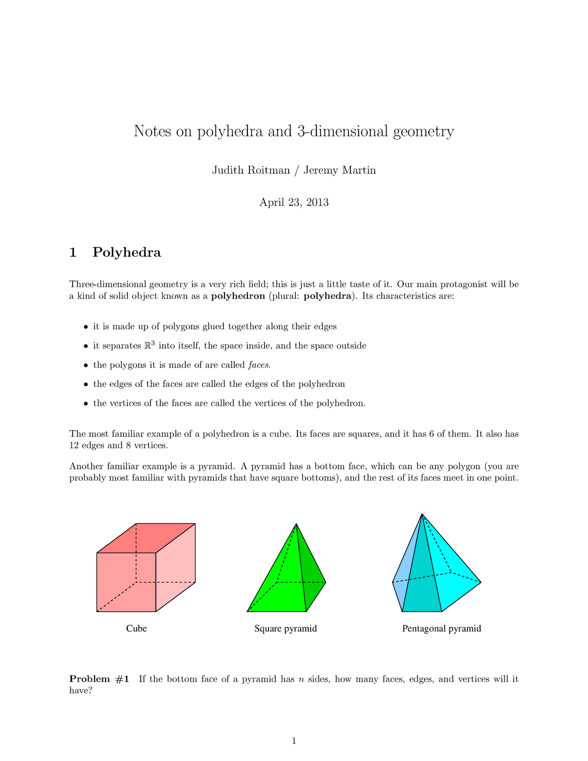 Lecturenotes On Polyhedra And 3 Dimensional Geometry Studocu
