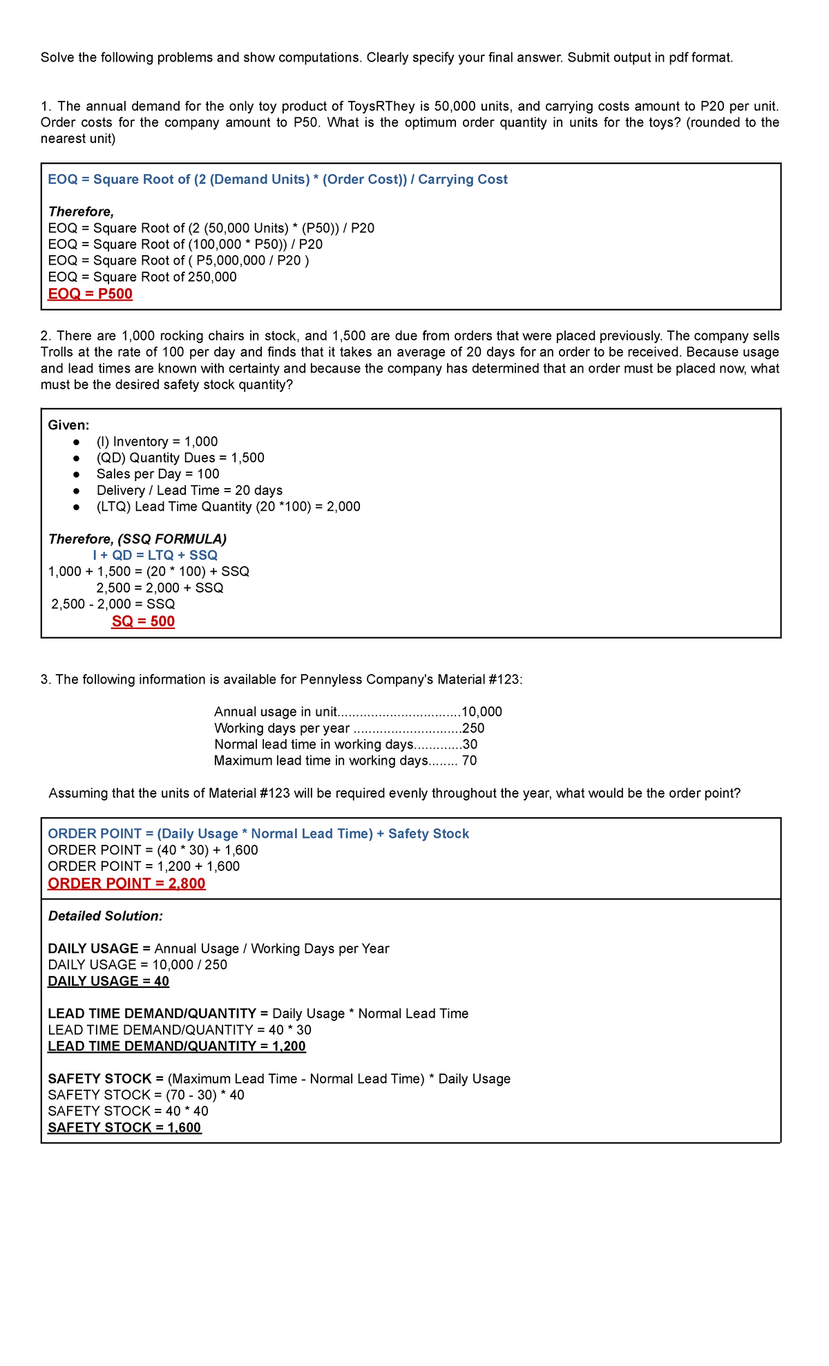 COST Accounting 1 practice problems Solve the following problems
