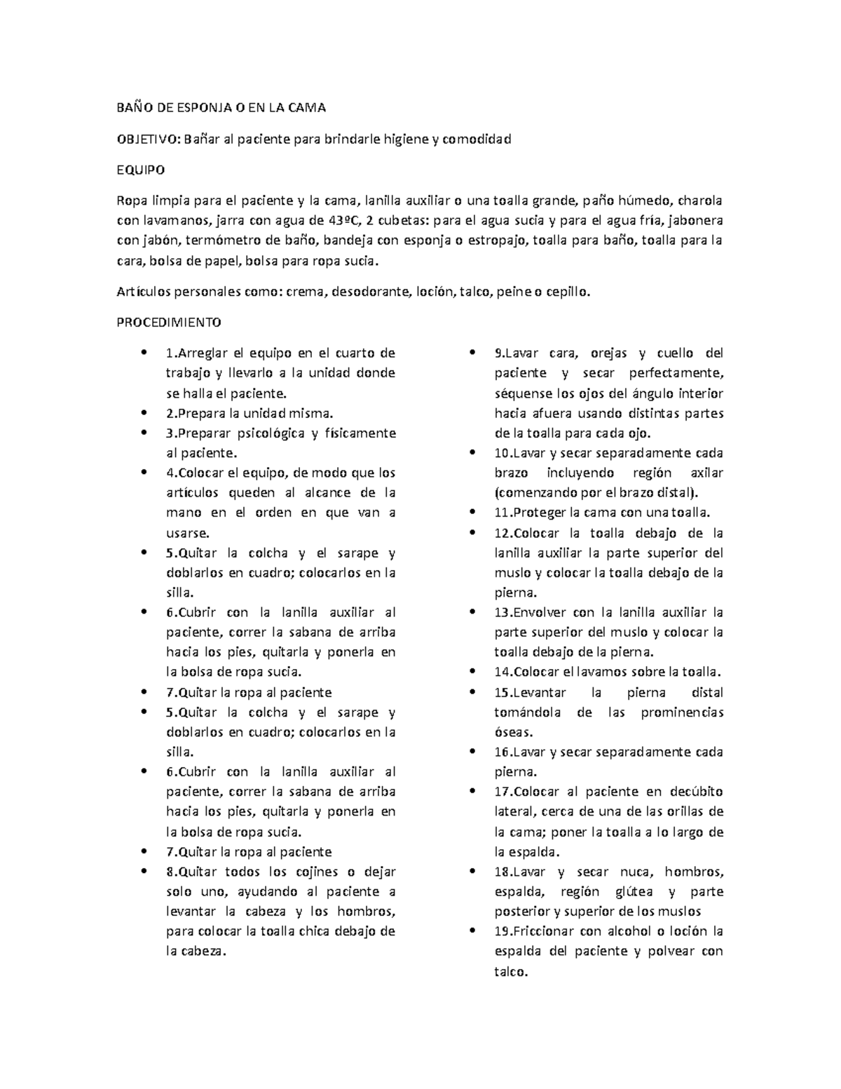 Antologia - historia de la enfermeria - BAÑO DE ESPONJA O EN LA CAMA ...