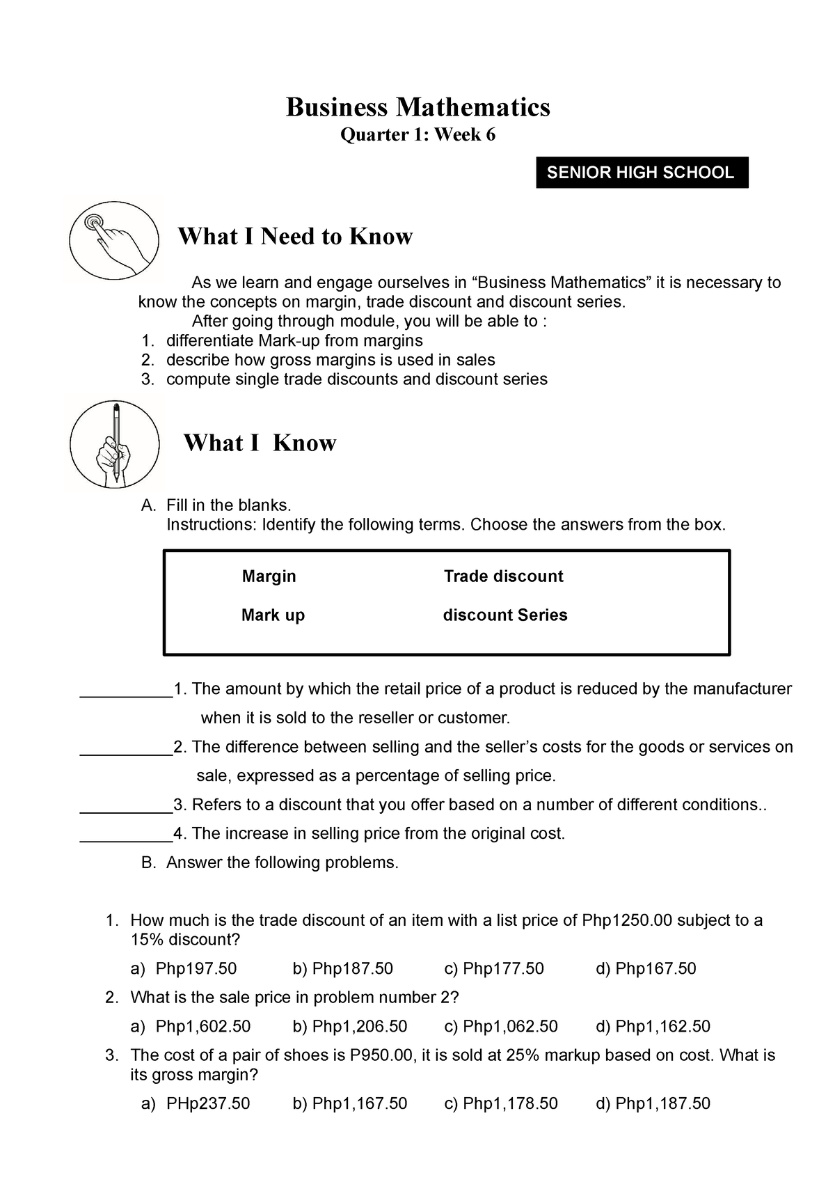 business plan math math quiz