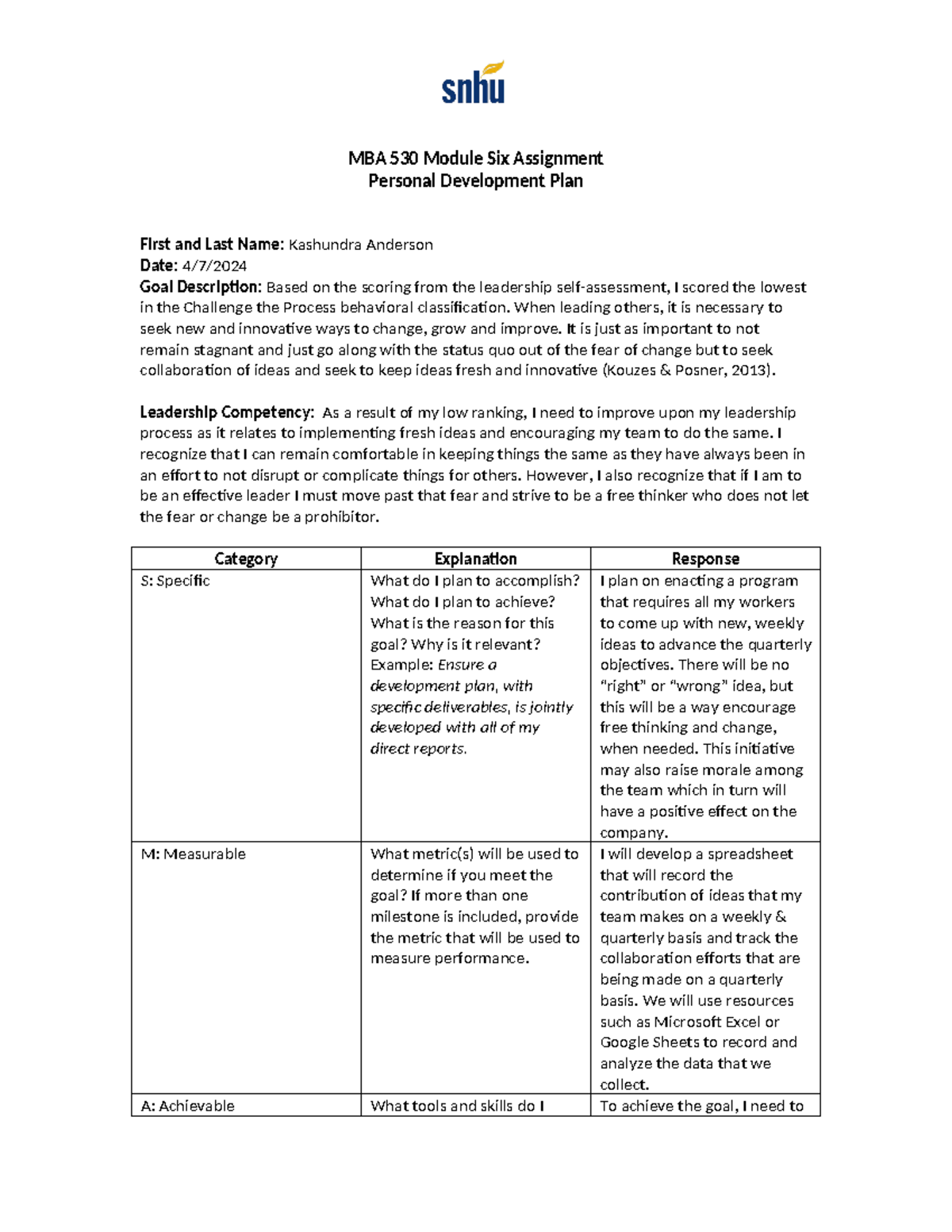 mba 530 module 6 assignment