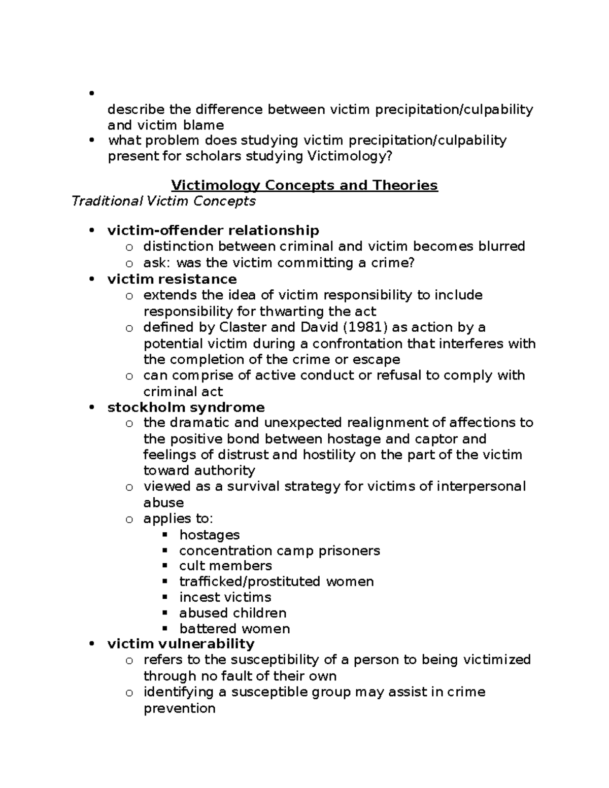 SOCI 425 2:7 - lecture notes - describe the difference between victim ...