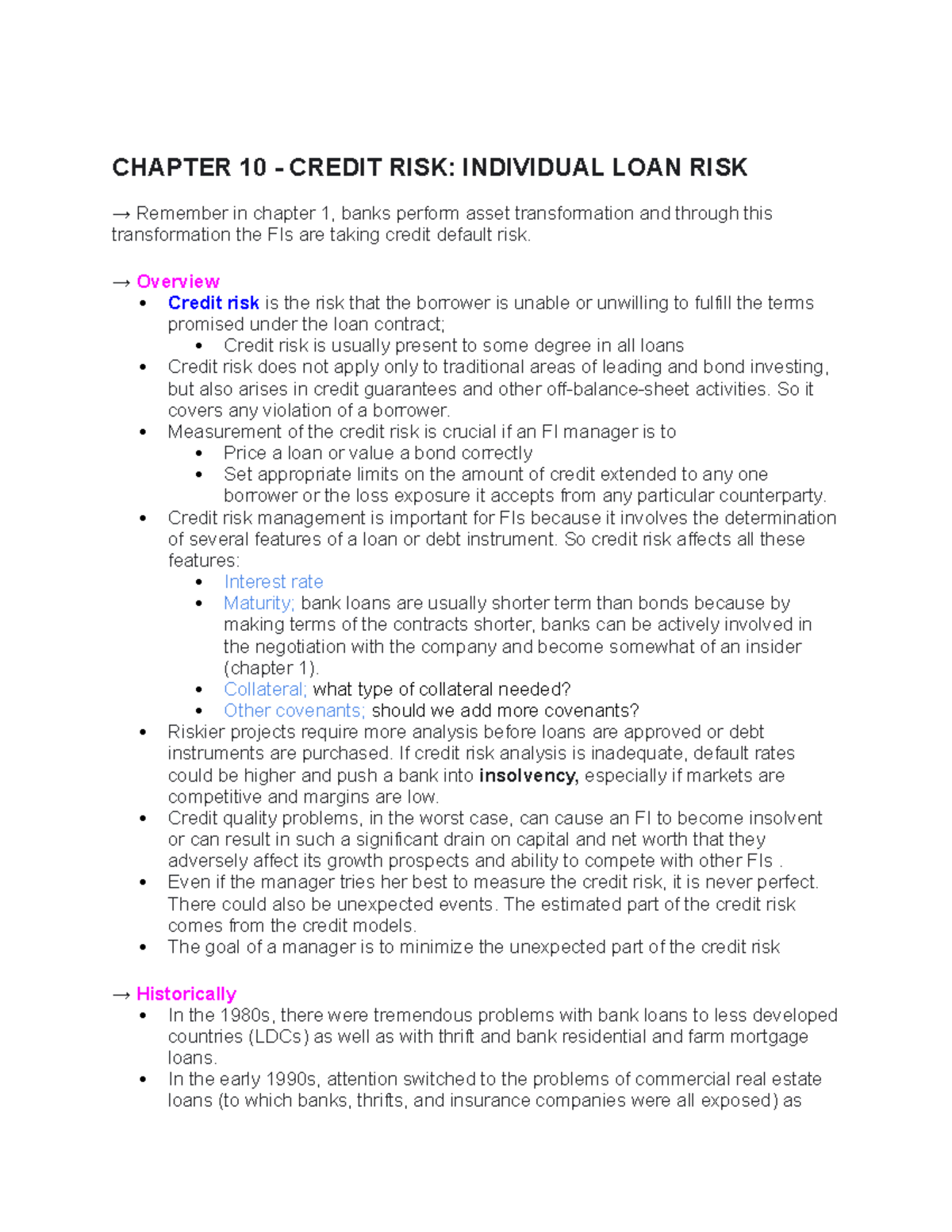 Fina 481- Chapter 10, Part 1 - CHAPTER 10 - CREDIT RISK: INDIVIDUAL ...