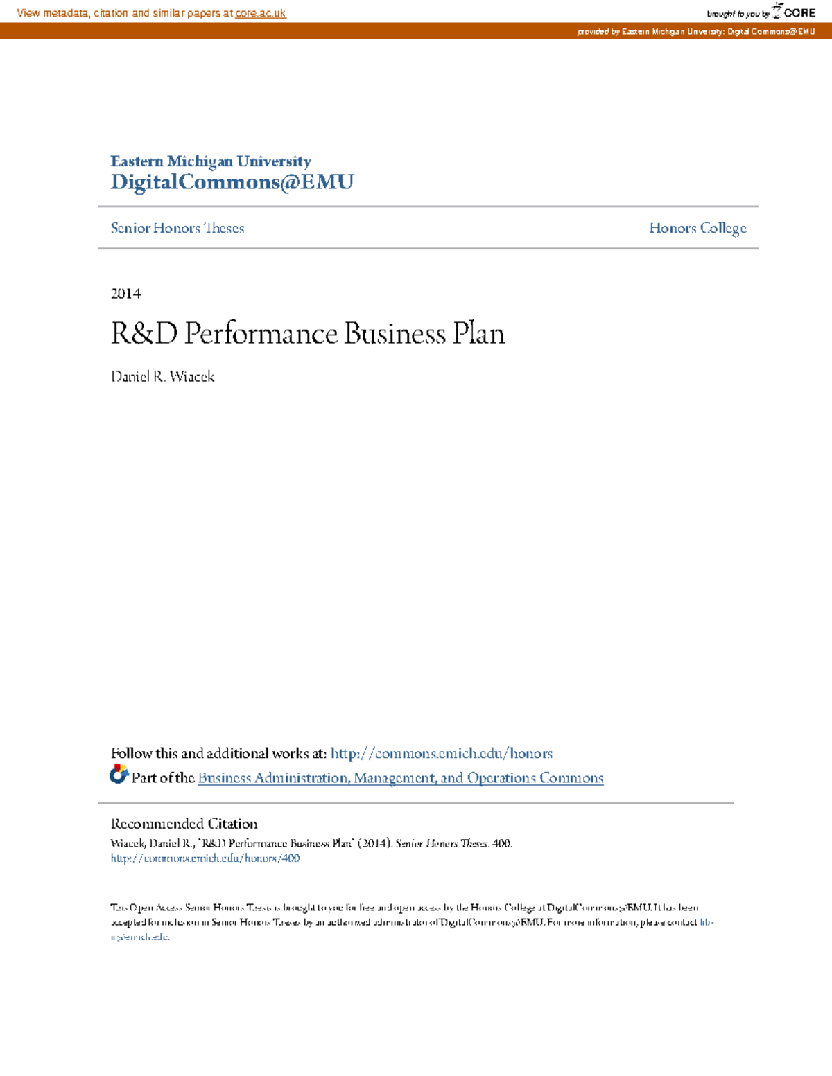 Business plan for car services - Eastern Michigan University ...