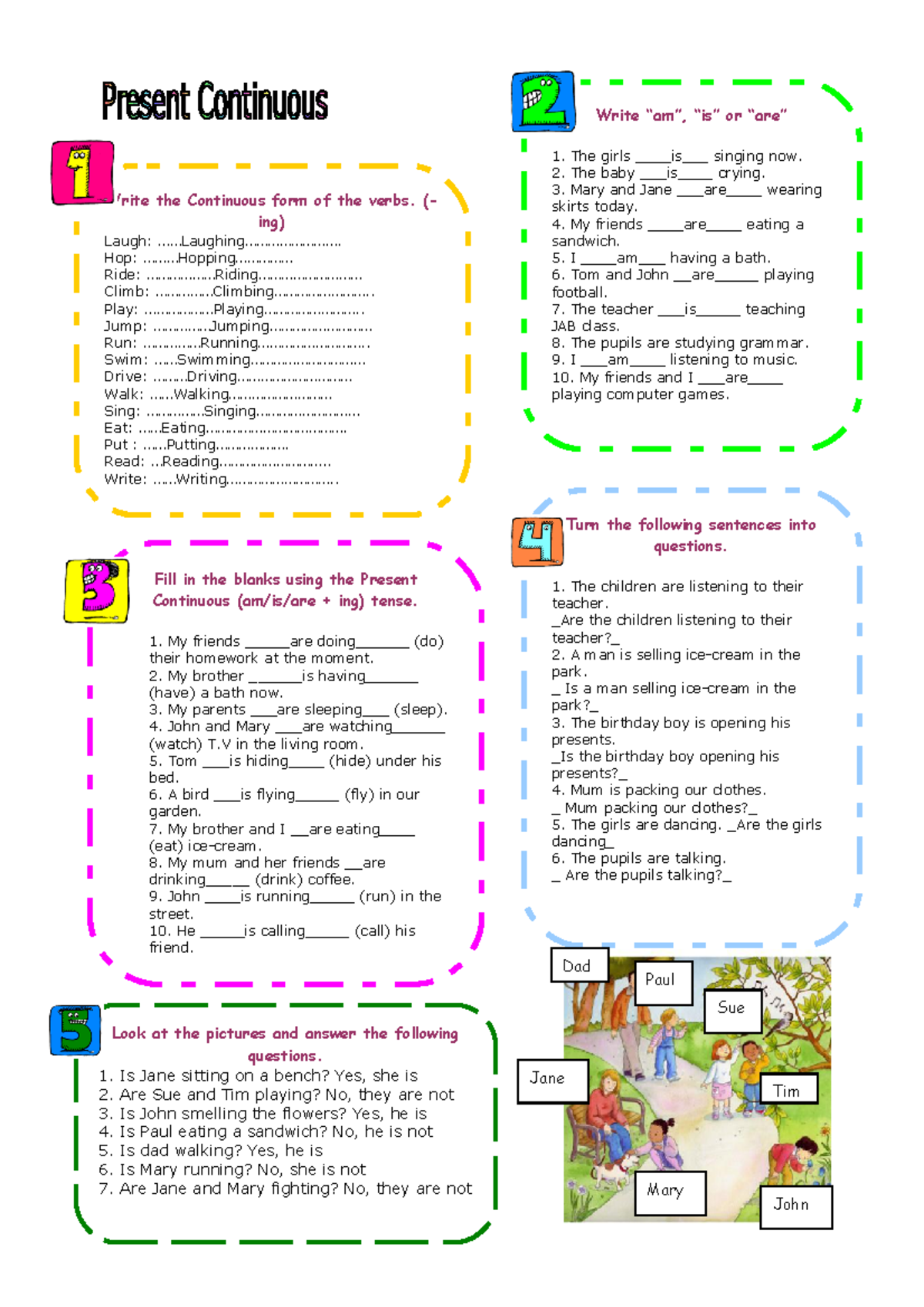 Practicing-present-continuous ejercicios de aprendizajes - Write the ...