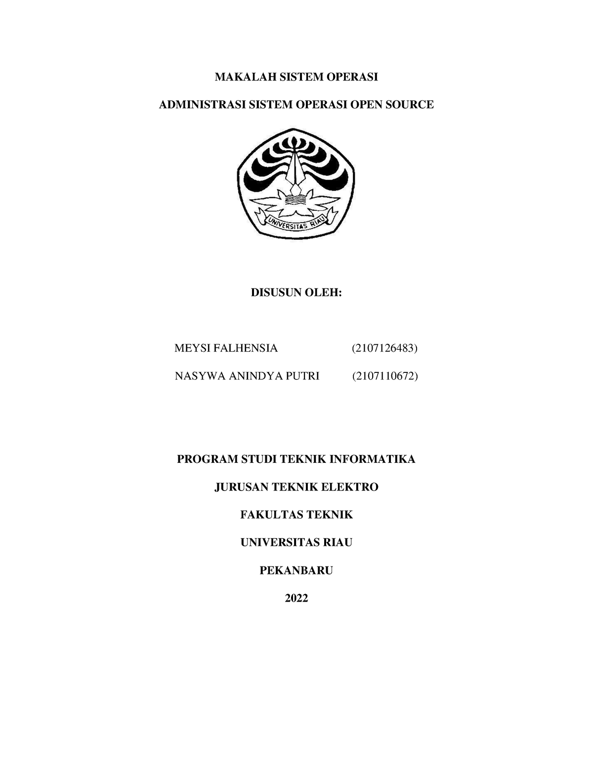 Makalah Sistem Operasi - MAKALAH SISTEM OPERASI ADMINISTRASI SISTEM ...