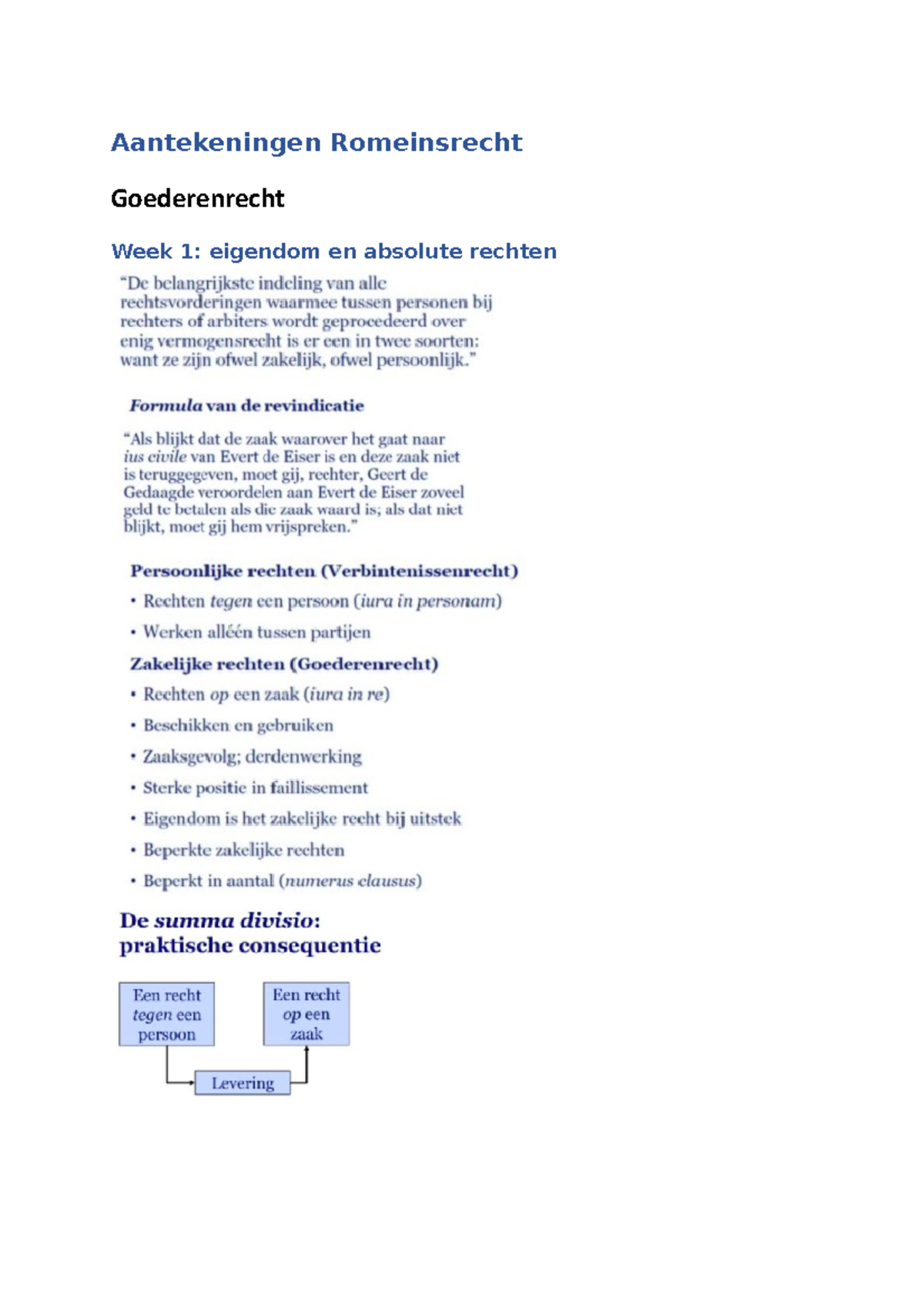 Aantek Irr - ... - Aantekeningen Romeinsrecht Goederenrecht Week 1 ...