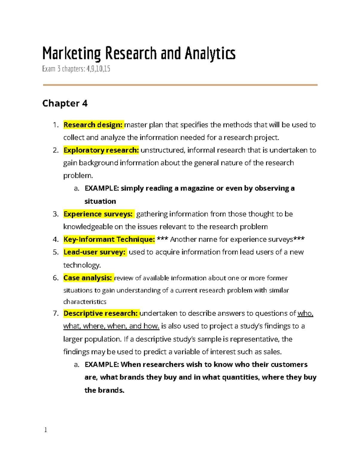 Analytics Exam 3 Review - Marketing Research And Analyti Exam 3 ...