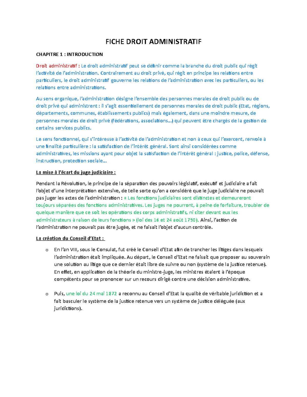 Fiches Droit Administratif - FICHE DROIT ADMINISTRATIF CHAPITRE 1 ...