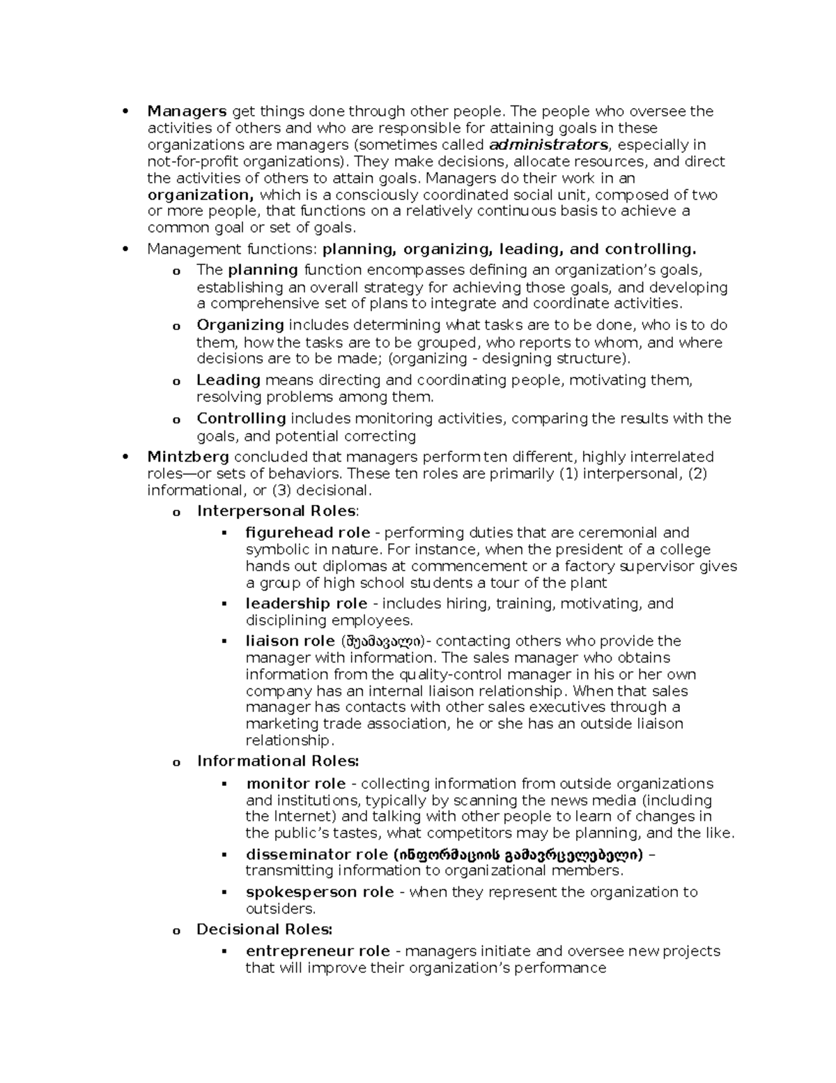 Organizational Behavior Notes, Chapter 1 - Managers get things done ...