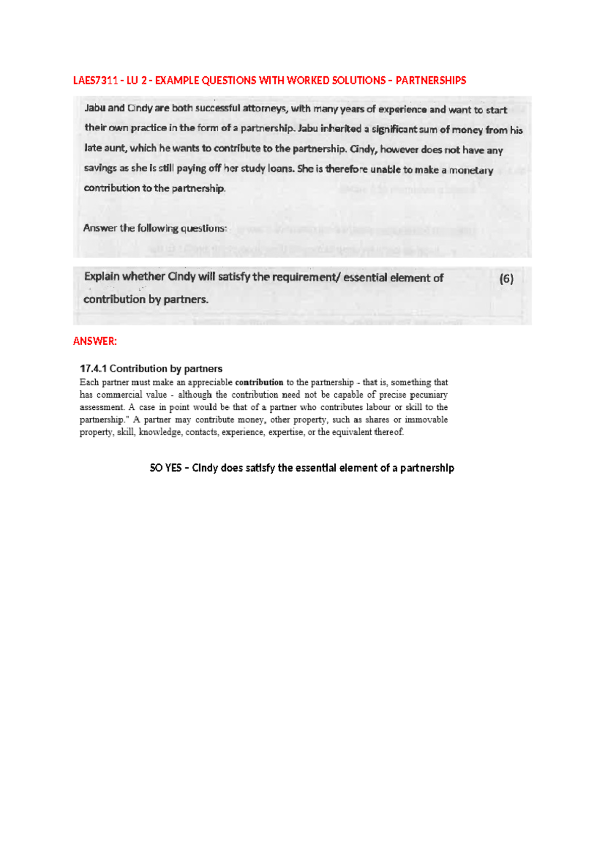 LU1CAC 1 - Example - BUSL6212 - LAES7311 - LU 2 - EXAMPLE QUESTIONS ...