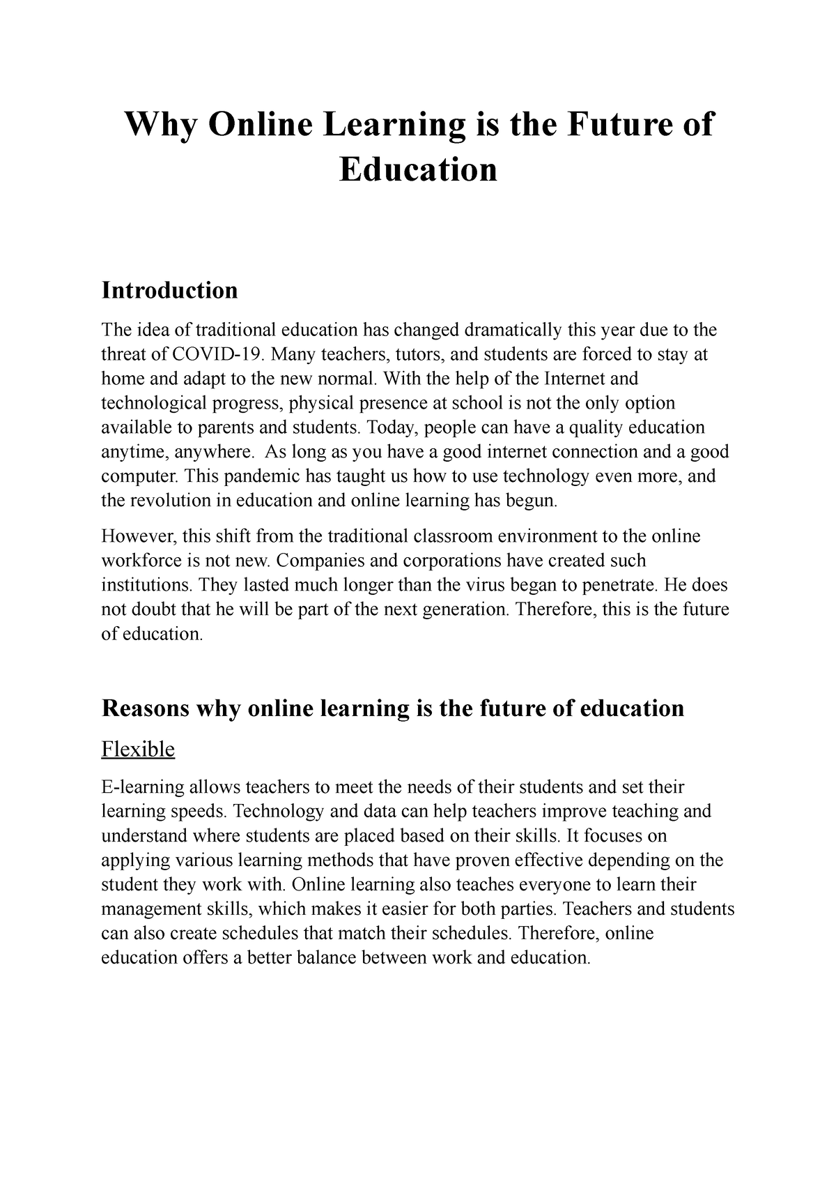 online learning is the future of education essay