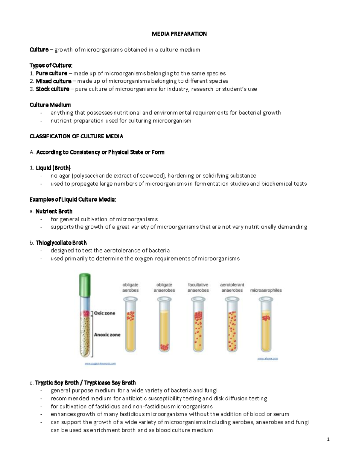 Bacter 45P Laboratory Notes Finals - MEDIA PREPARATION Culture – growth ...
