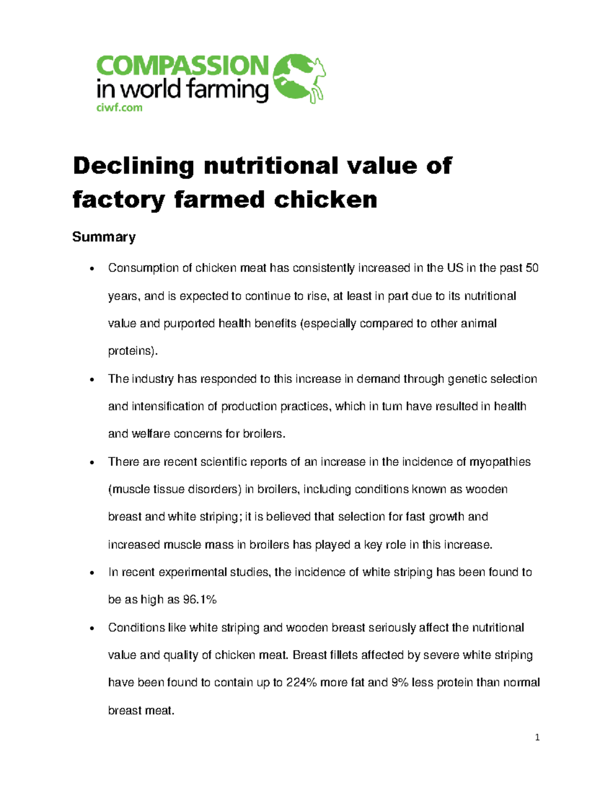 Declining nutritional value of factory farmed chicken - Declining ...
