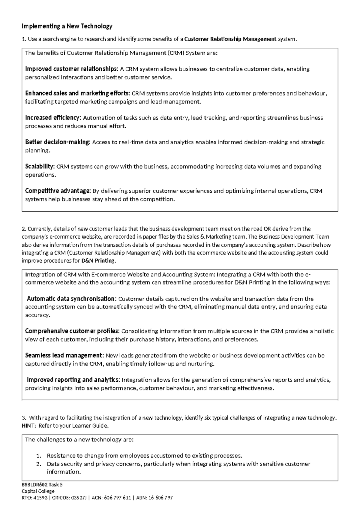 Task 5 Template - assignments - Implementing a New Technology 1. Use a ...