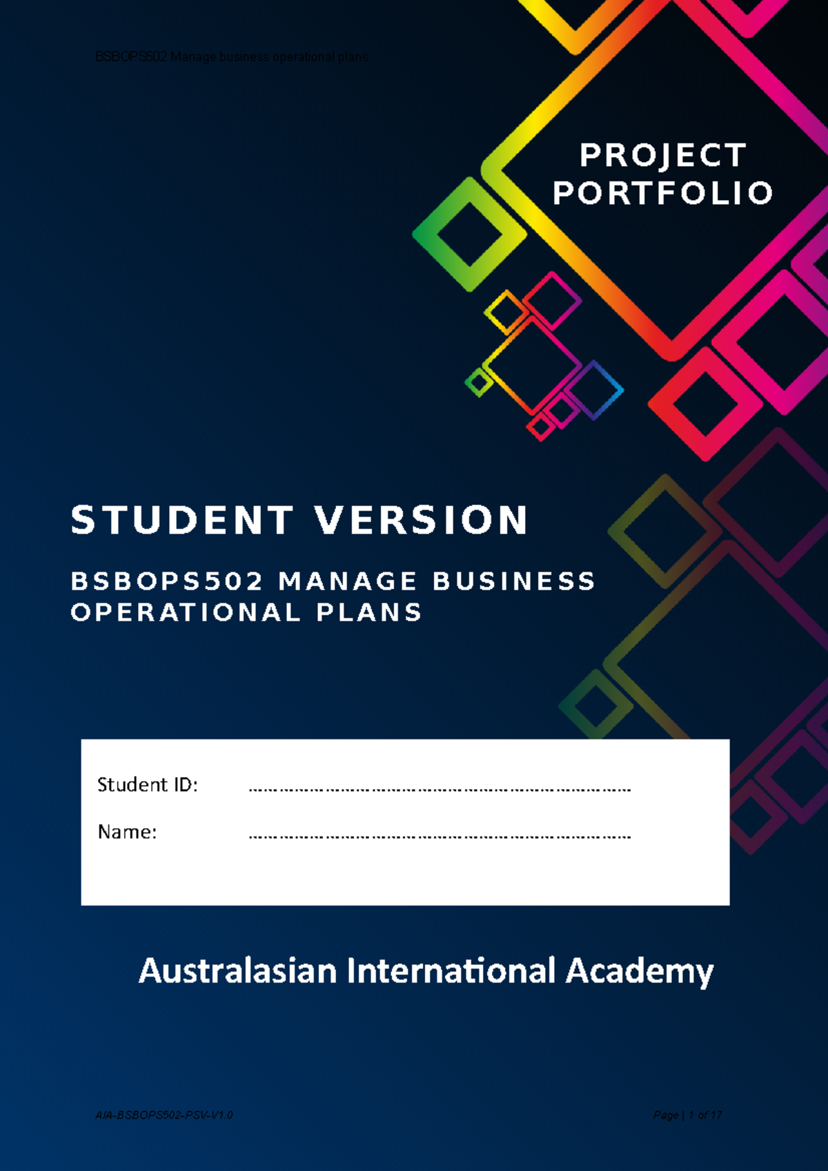 Bsbops 502 Project Portfolio - Australasian International Academy ...