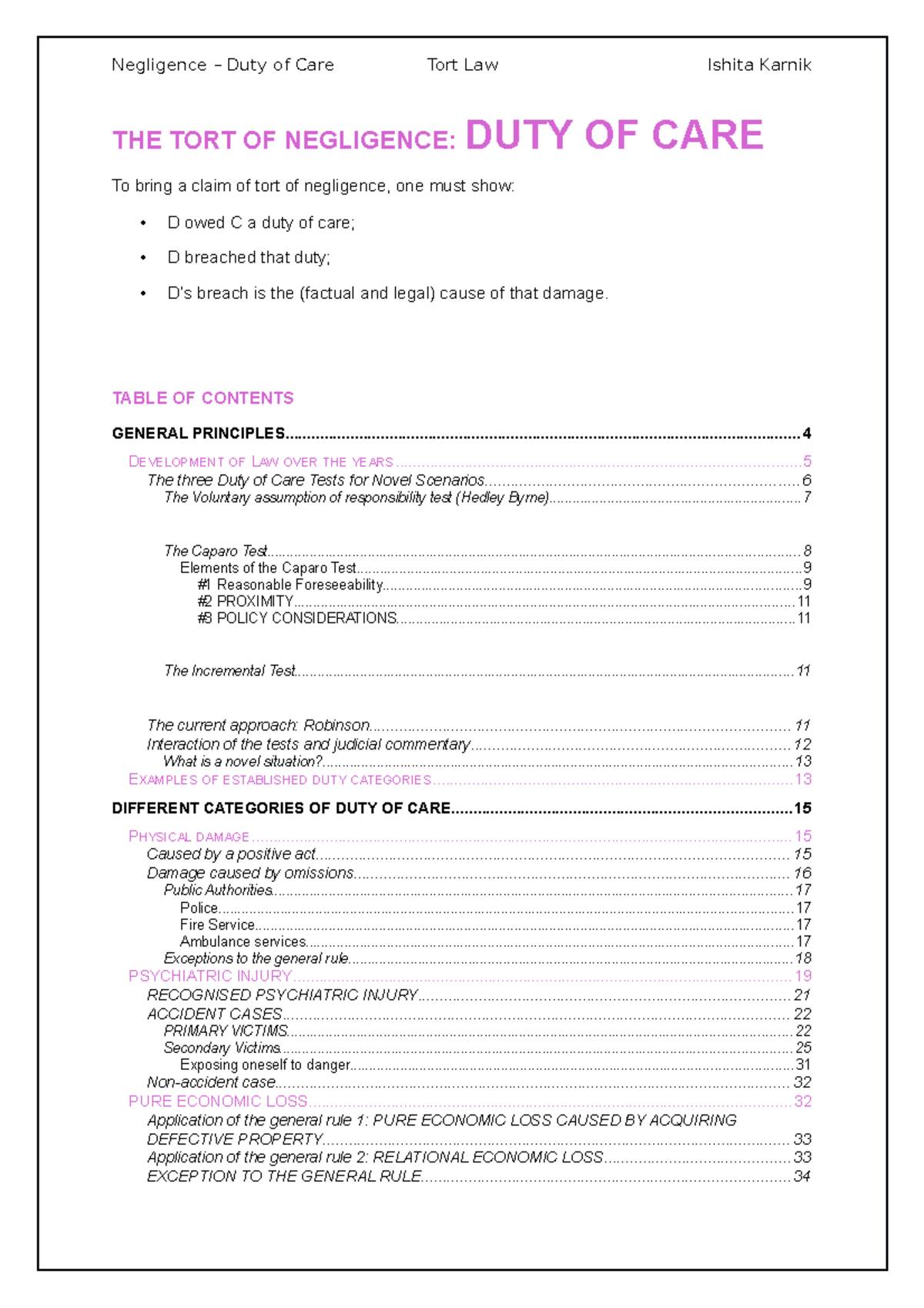 Negligence: Owing duty of care - THE TORT OF NEGLIGENCE: DUTY OF CARE ...