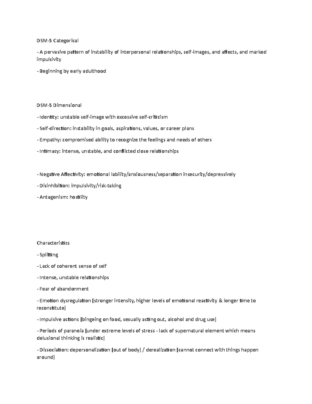 Borderline Personality Disorder - DSM-5 Categorical A pervasive pattern ...