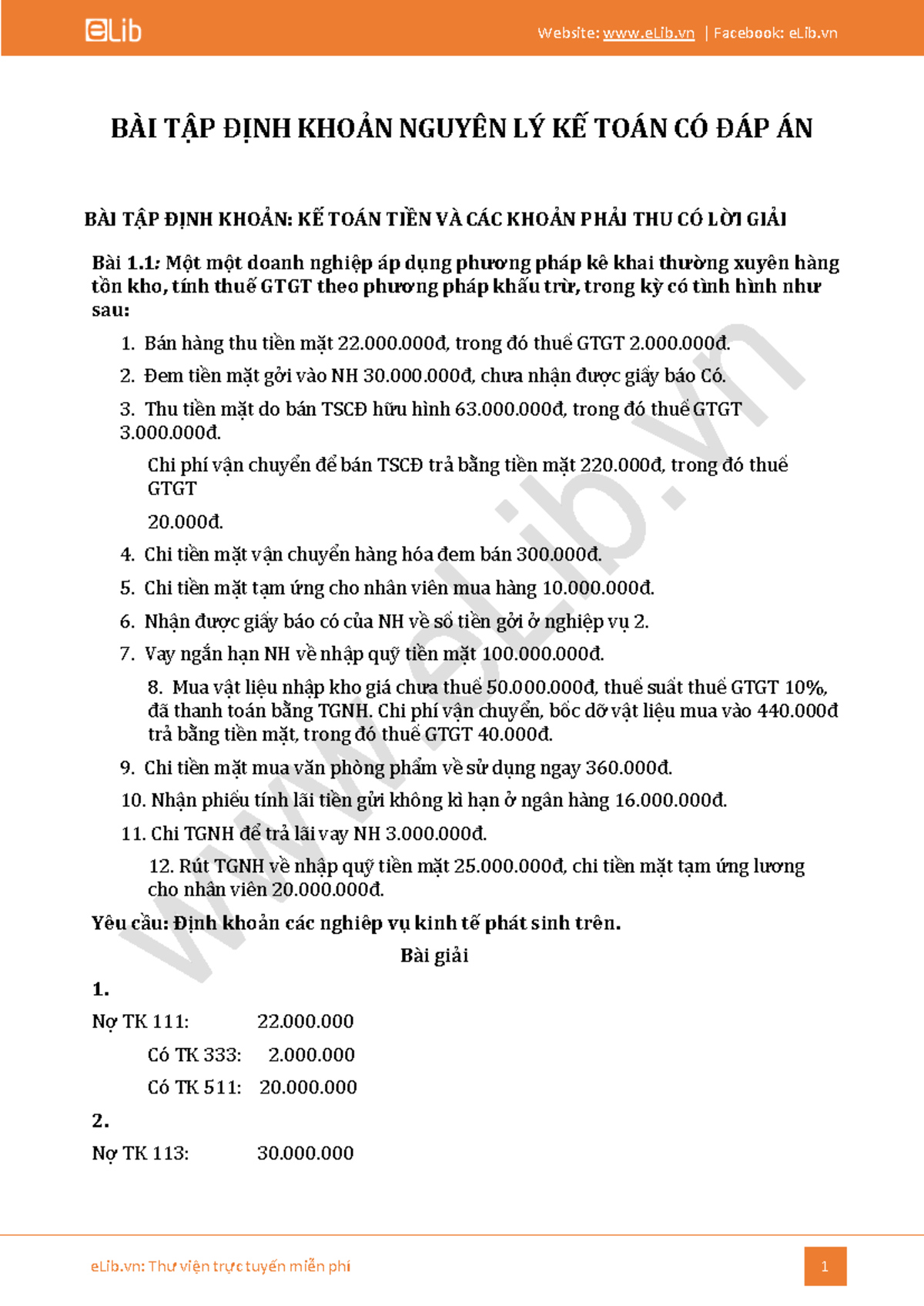 Bai tap dinh khoan nguyen ly ke toan748 - BÀI TẬP ĐỊNH KHOẢN NGUYÊN LÝ ...