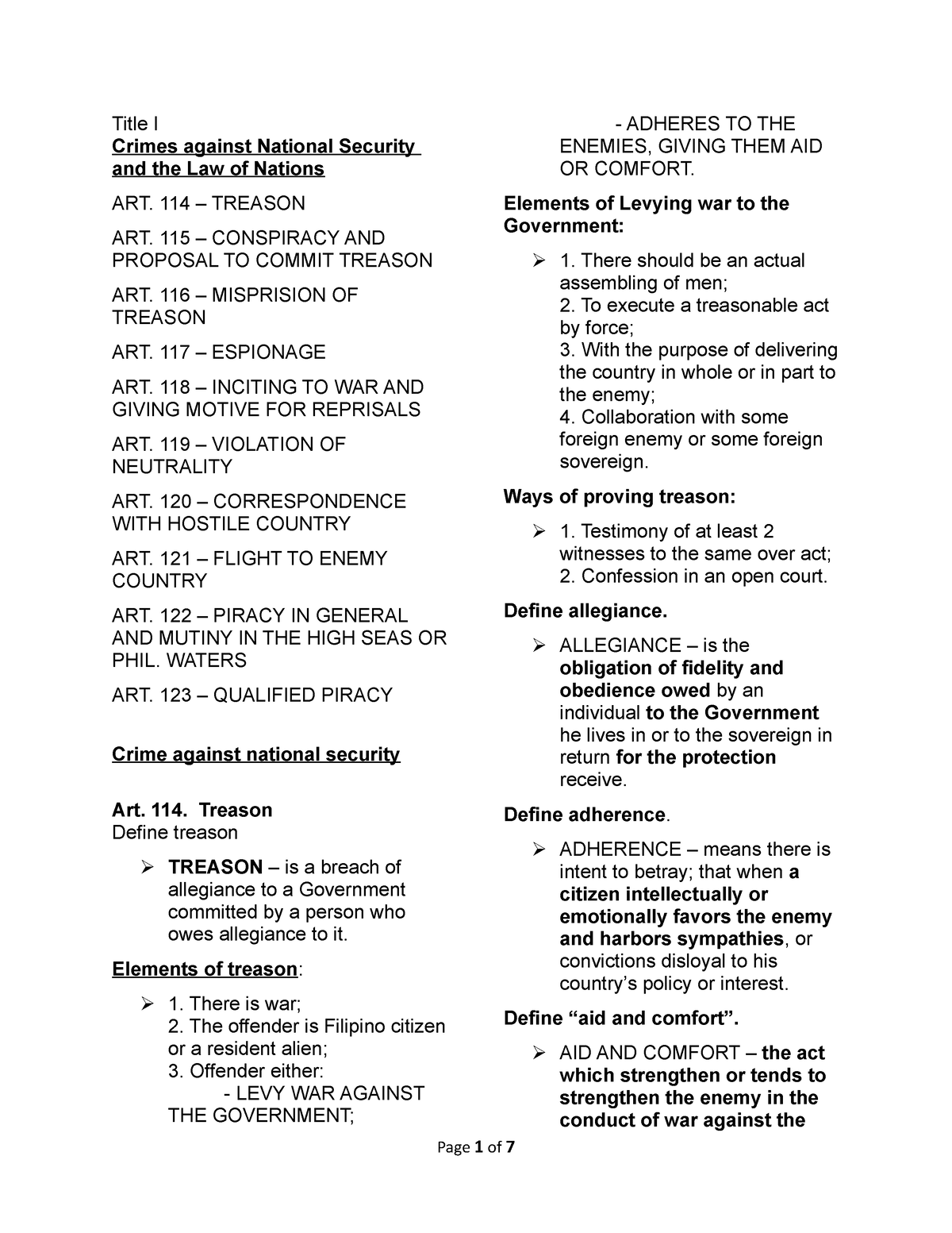 Crim Law Mod. 1 - Lecture Notes Based On Modules - Title I Crimes ...