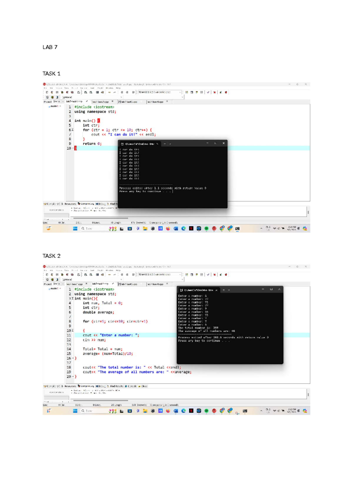 LAB 7 W - hjrtfgcvgwesdthrdfc - Fundamentals of Computer Science - LAB ...