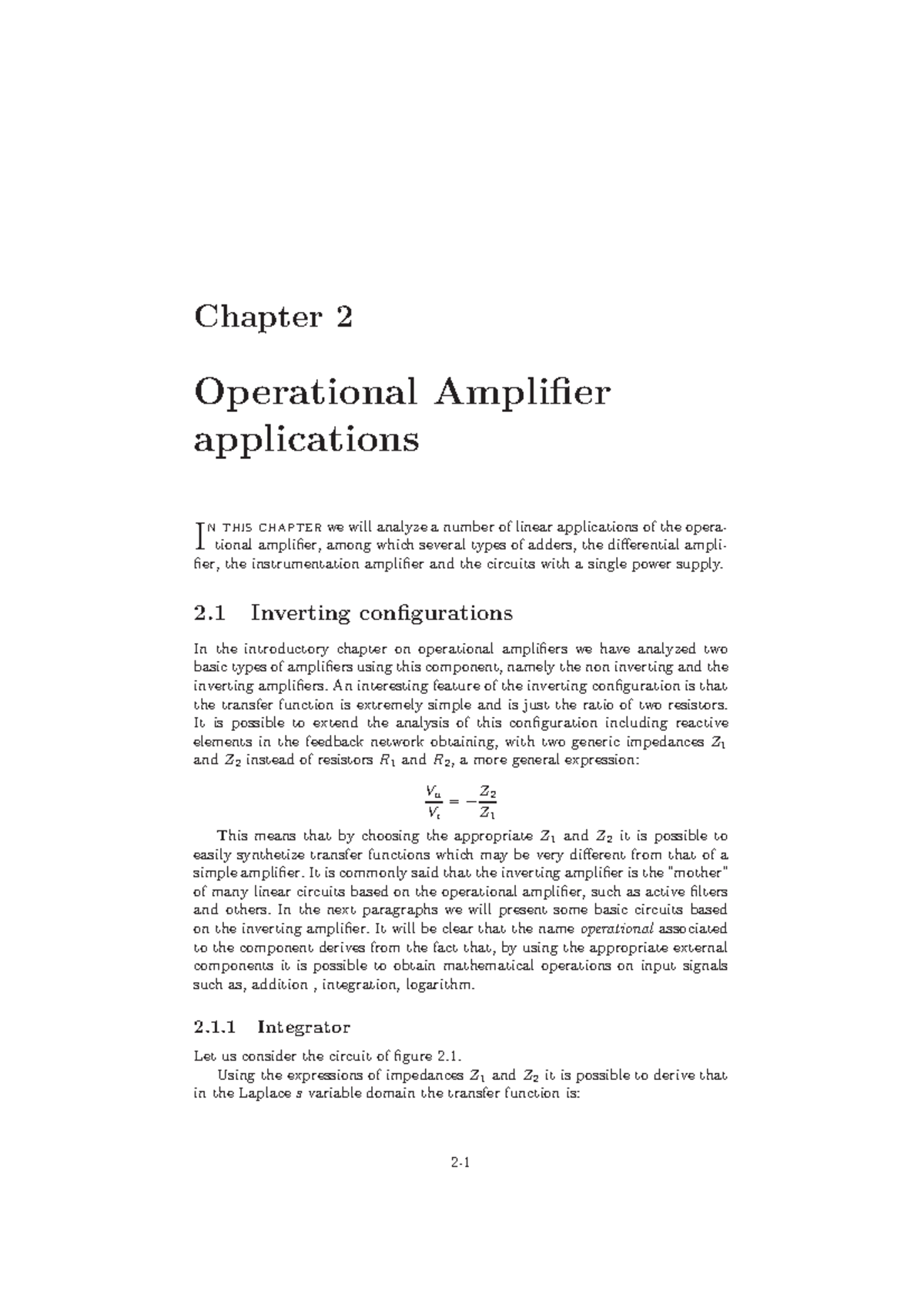 Chapter 2 Op Amp Applications - Chapter 2 Operational Amplifier ...