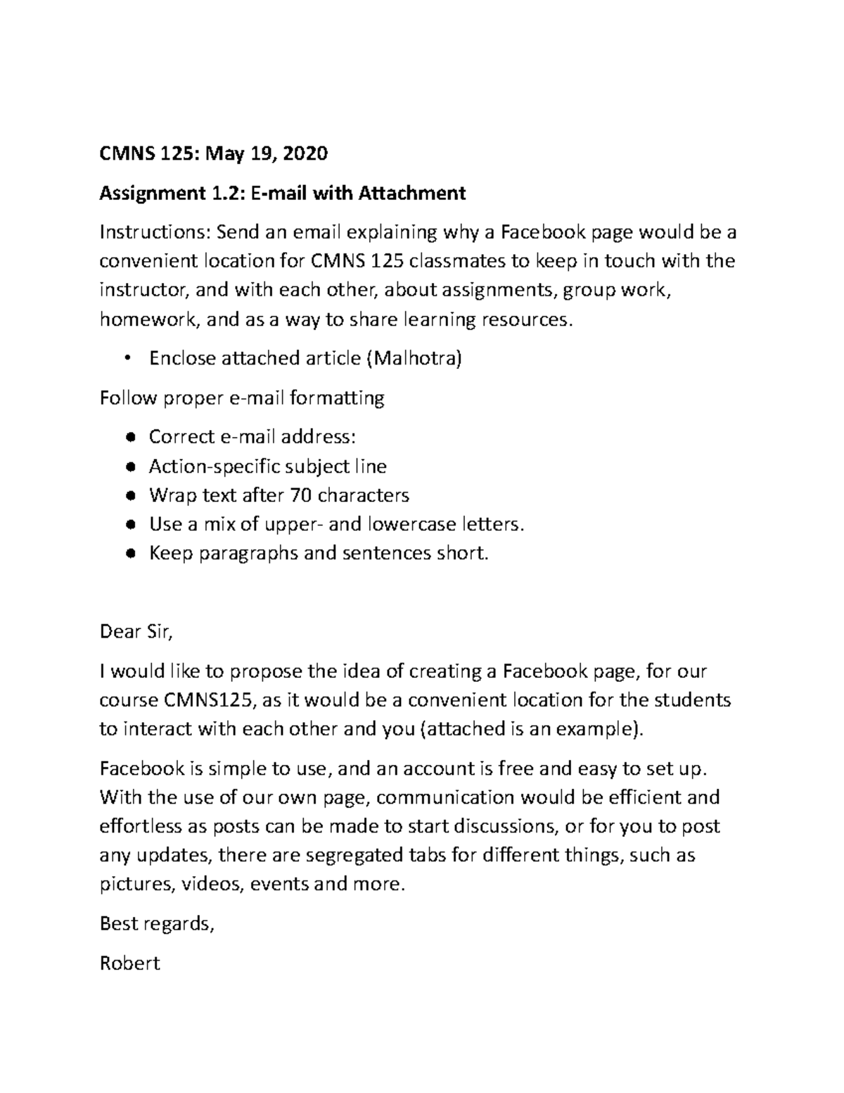 CMNS125 - Assignment 1 - part 2 - CMNS 125: May 19, 2020 Assignment 1 ...