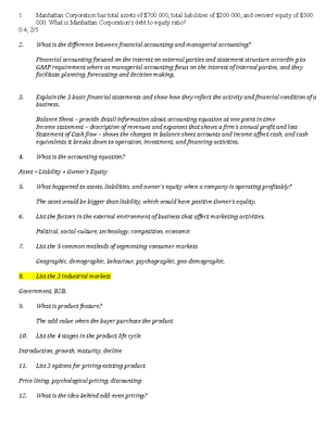 Final Exam 2015, Questions - BUSI 1110 Take-home Final Exam Spring 2015 ...