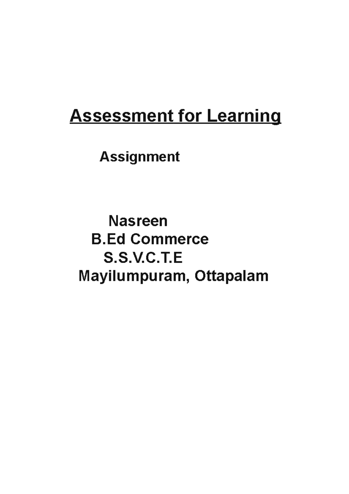 assignment assessment description