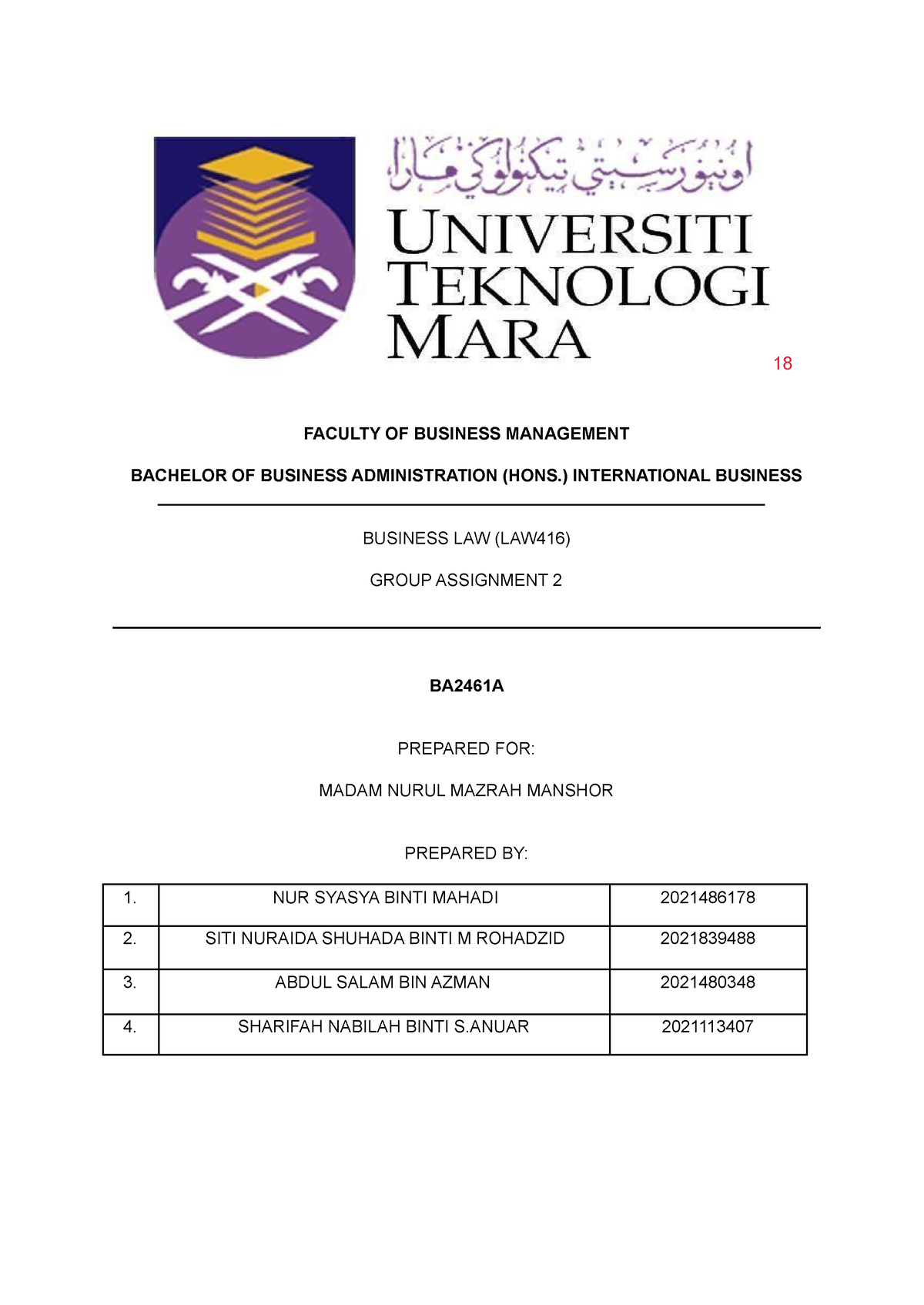 Mgt 657 Exercises - FACULTY OF BUSINESS MANAGEMENT BACHELOR OF BUSINESS ...