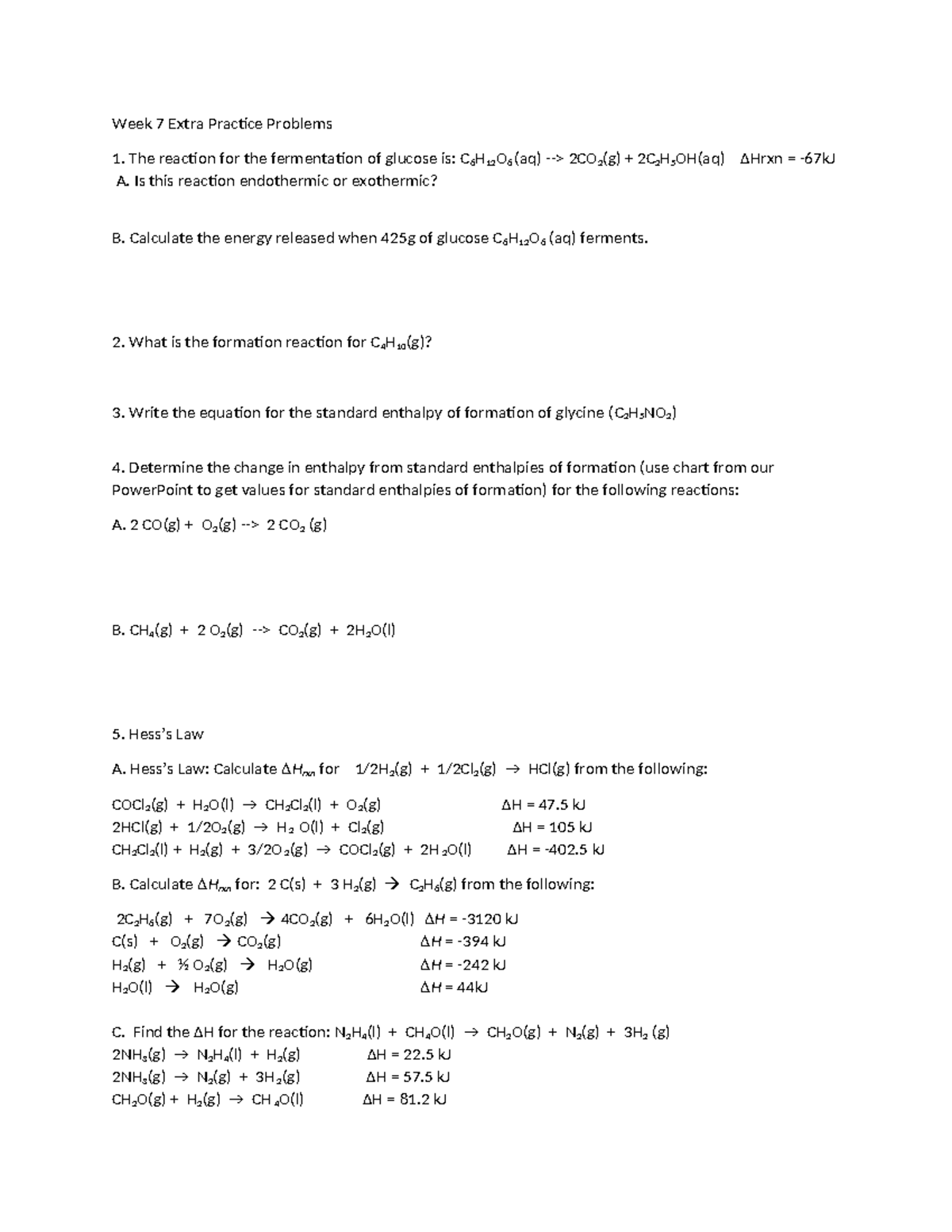 Week 7 Extra Practice Problems - Week 7 Extra Practice Problems The ...