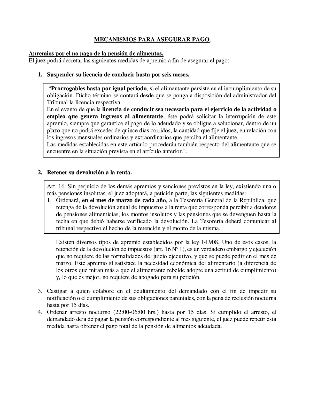 Apremios Mecanismos Para Asegurar Pago Apremios Por El No Pago De La Pensión De Alimentos El 1443