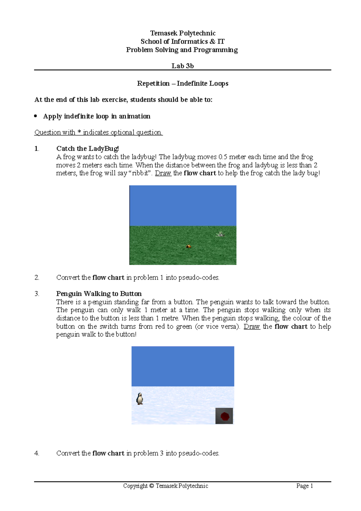 Lab3b - Repetition - Indefinite Loops and Pseudocodes - Temasek ...