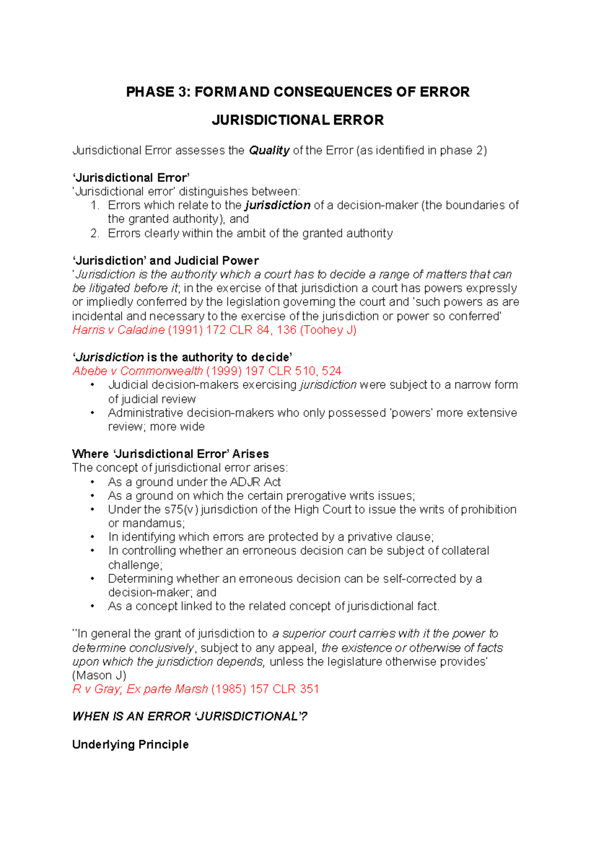 legal definition for assignment of error