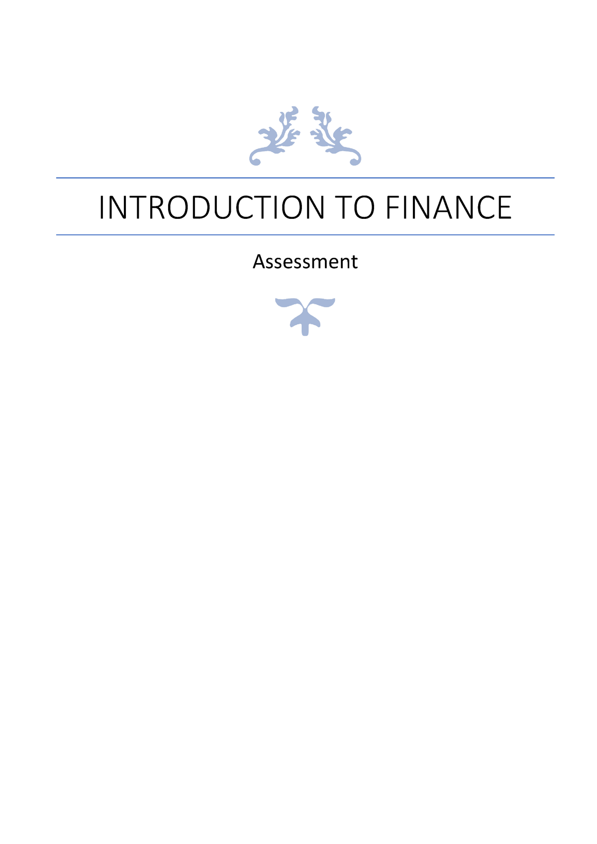 introduction-to-finance-assessment-introduction-to-finance