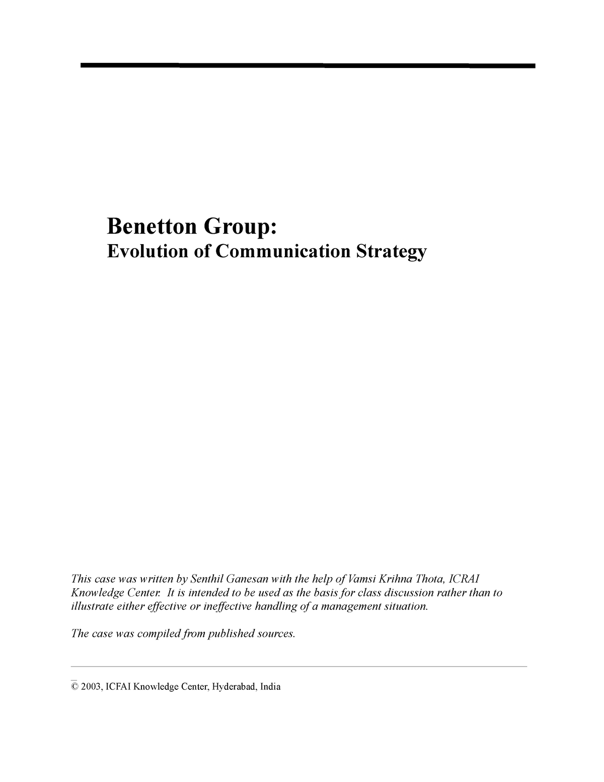 benetton group case study