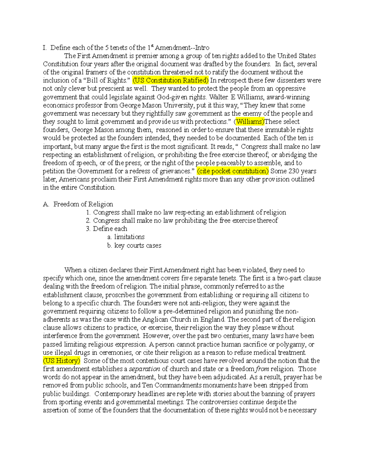 College English 2 Essay 4 rough draft - I. Define each of the 5 tenets ...