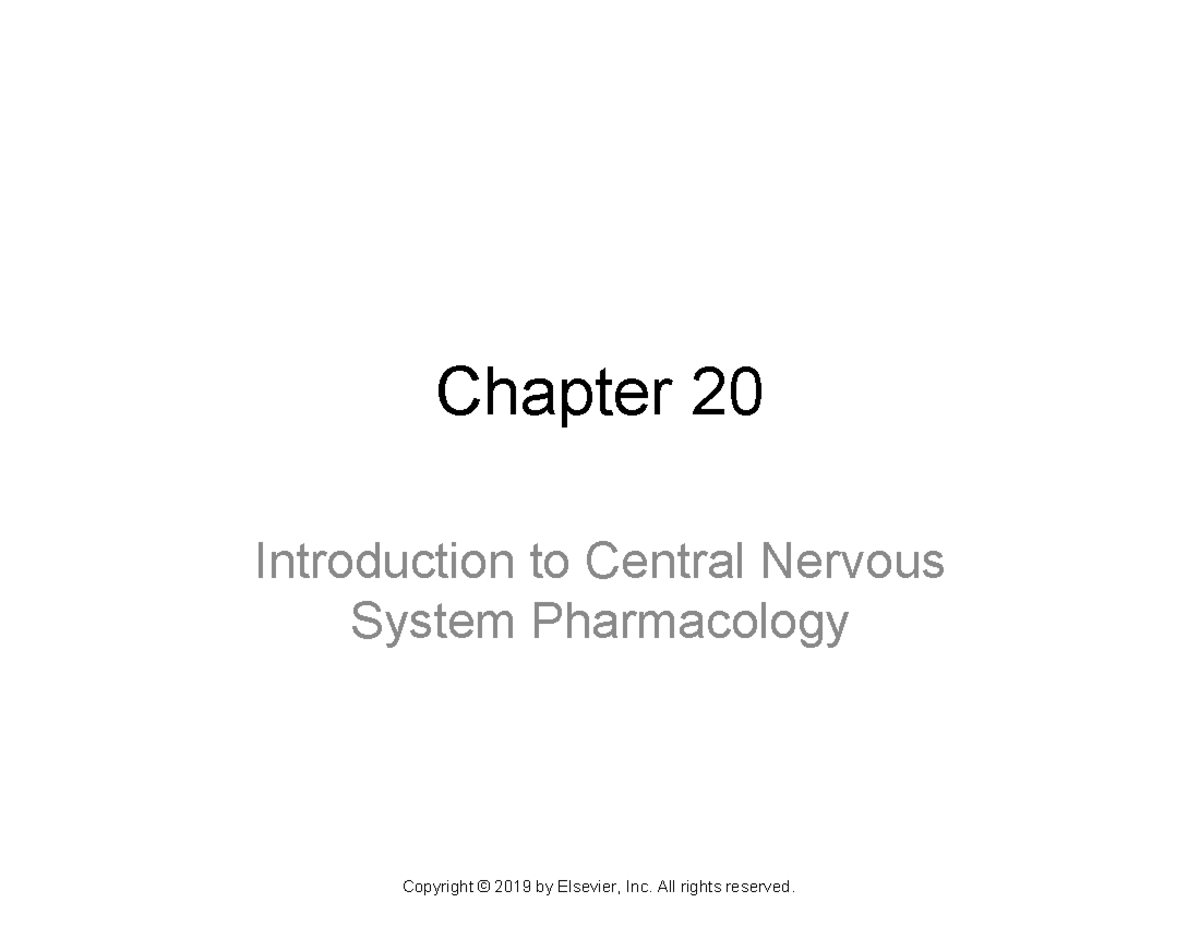 Ch20 - Chapter 20 Introduction to Central Nervous System Pharmacology ...